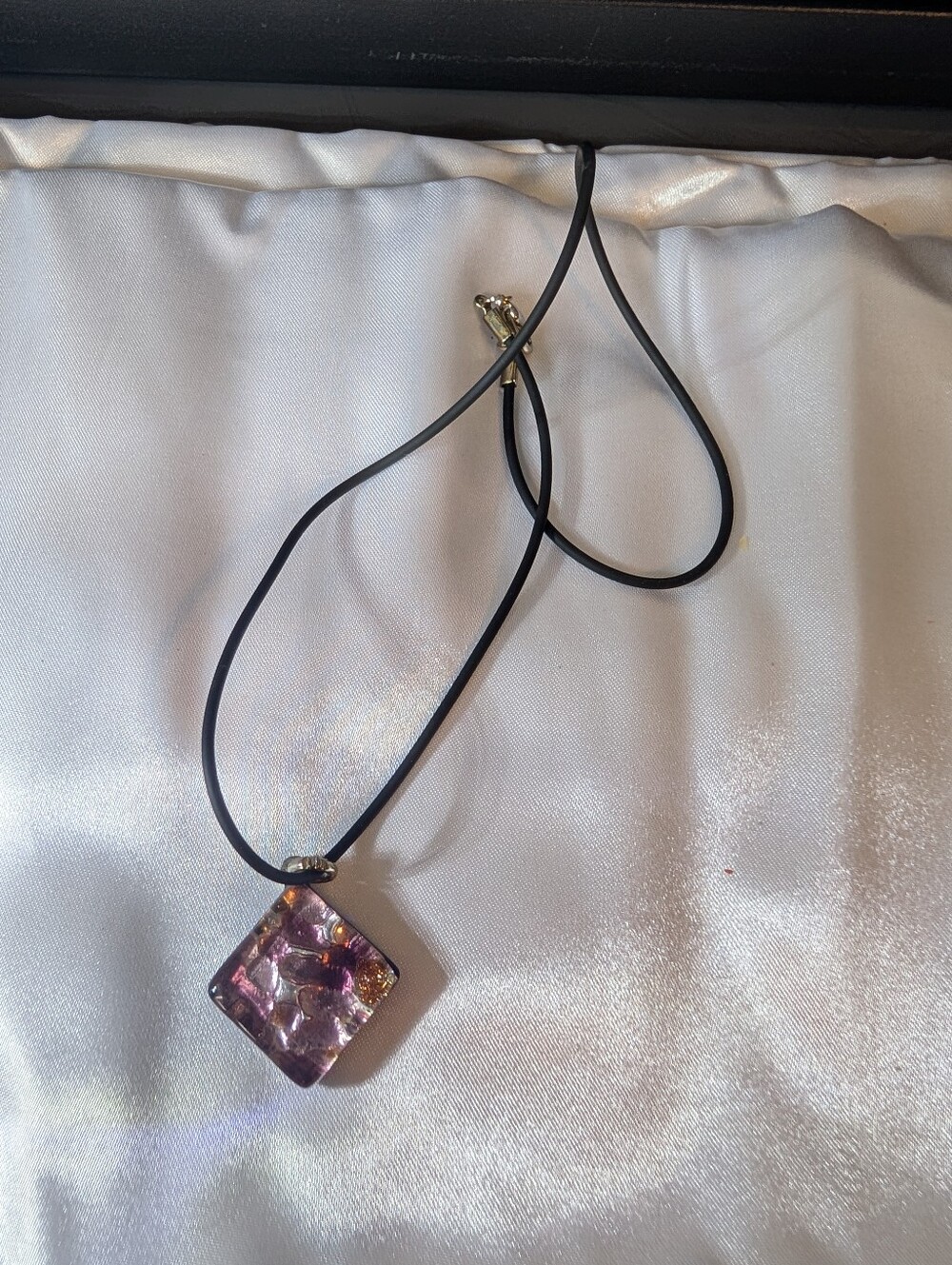 Vintage Dichroic Fused Art Glass Pendant Necklace ✨